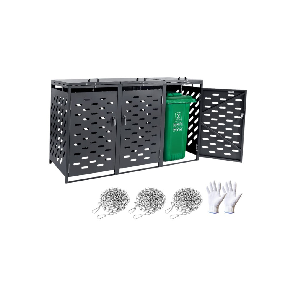 Coffre de rangement pour déchets en métal avec accès facile - 80 x 40 x 60